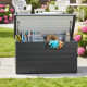 Large Deck Box, Outdoor Storage Container with Lock for Pool Toys, Garden Tools, Furniture and Sports Equipment, Grey