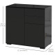 High Gloss Buffet Sideboard with 2 Drawers, 2 Doors and Adjustable Shelf, Kitchen Storage Cabinet with Push Open Design, Black
