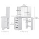 Corner Dressing Table, Makeup Desk with 3-piece Mirror and 5 Drawers, White