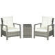 3 Pieces Wicker Patio Furniture Set, Rattan Bistro Set with Storage Coffee Table and Thickened Cushions, Outdoor Conversation Set for Garden, Porch, Balcony, Beige
