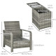 3 Pieces Wicker Patio Furniture Set, Rattan Bistro Set with Storage Coffee Table and Thickened Cushions, Outdoor Conversation Set for Garden, Porch, Balcony, Beige