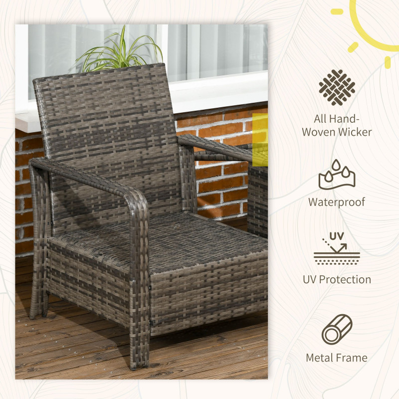 3 Pieces Wicker Patio Furniture Set, Rattan Bistro Set with Storage Coffee Table and Thickened Cushions, Outdoor Conversation Set for Garden, Porch, Balcony, Beige