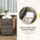 3 Pieces Wicker Patio Furniture Set, Rattan Bistro Set with Storage Coffee Table and Thickened Cushions, Outdoor Conversation Set for Garden, Porch, Balcony, Beige