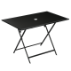 Foldable Outdoor Dining Table with Umbrella Hole, Patio Table for 6 with Glass Top Table, Metal Frame for Garden Lawn Backyard, Black