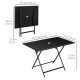 Foldable Outdoor Dining Table with Umbrella Hole, Patio Table for 6 with Glass Top Table, Metal Frame for Garden Lawn Backyard, Black