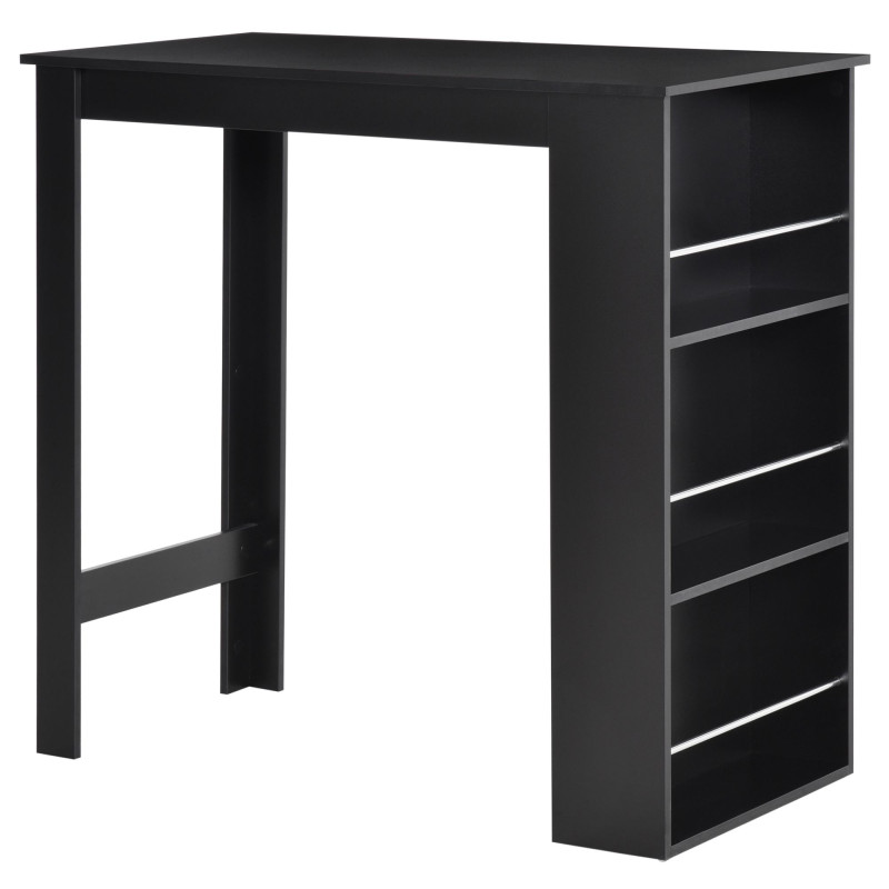 Bar Table Counter Height Dining Table with 3 Storage Shelves for Kitchen, Dining Room, Living Room, Black