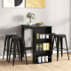 Bar Table Counter Height Dining Table with 3 Storage Shelves for Kitchen, Dining Room, Living Room, Black