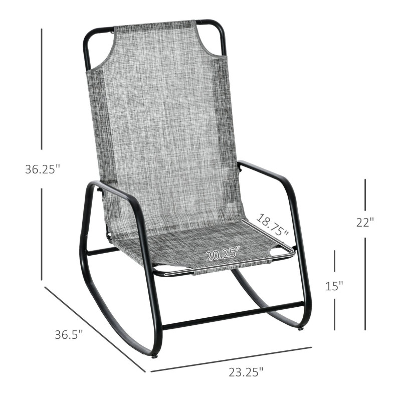 Garden Rocking Chair, Outdoor Indoor Texteline Rocker for Patio, Balcony, Porch, Grey