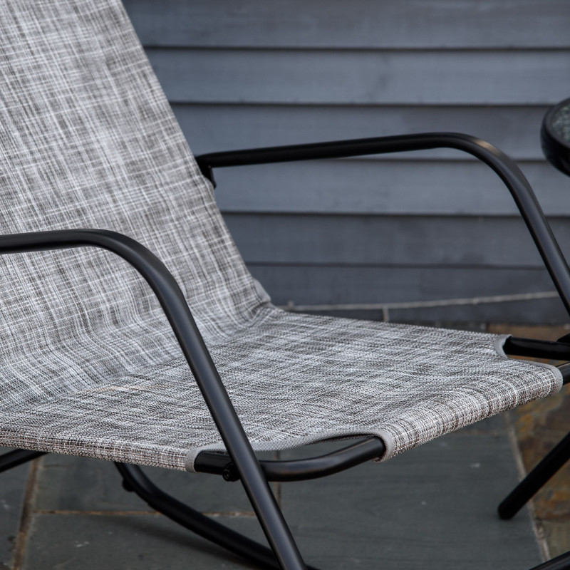 Garden Rocking Chair, Outdoor Indoor Texteline Rocker for Patio, Balcony, Porch, Grey