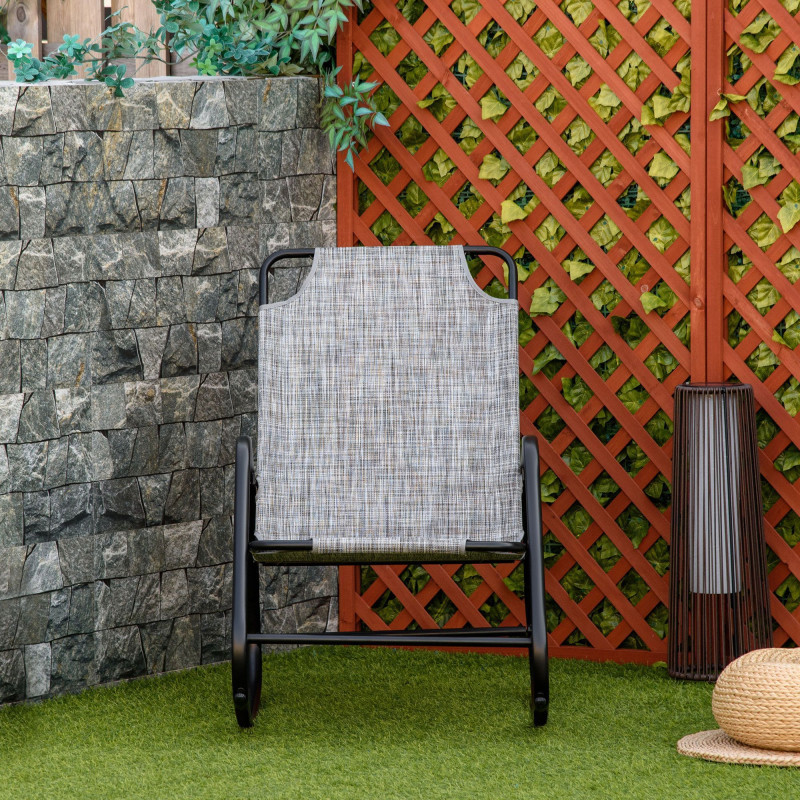 Garden Rocking Chair, Outdoor Indoor Texteline Rocker for Patio, Balcony, Porch, Grey