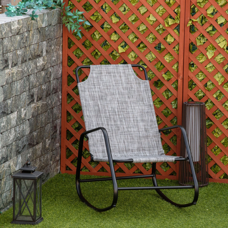 Garden Rocking Chair, Outdoor Indoor Texteline Rocker for Patio, Balcony, Porch, Grey