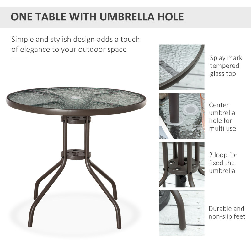 6 Pieces Outdoor Dining Set for 4 with Umbrella Patio Outdoor Furniture Set with Round Table 4 Folding Chairs Grey