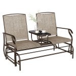 Patio Glider Rocking Chair 2 Person Outdoor Loveseat Rocker Garden Furniture Bench, Flaxen