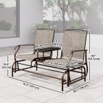 Patio Glider Rocking Chair 2 Person Outdoor Loveseat Rocker Garden Furniture Bench, Flaxen
