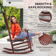 Wooden Porch Rocking Chair Outdoor Patio Rocker Garden Single Leisure Reclining Seat Armchair Wine Red