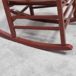Wooden Porch Rocking Chair Outdoor Patio Rocker Garden Single Leisure Reclining Seat Armchair Wine Red