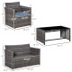 4 Pieces Patio Furniture Set with Cushions, Outdoor PE Rattan Wicker Conversation Garden Sofa Set with 2-Seater Chairs & Glass Coffee Table, Grey