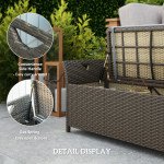 2-In-1 Outdoor PE Rattan Storage Bench, 29 Gallon Patio Wicker Furniture, Basket Box with Handles and Cushion Dark Grey