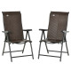 2PCs Outdoor Wicker Folding Chairs with Adjustable Backrest, Brown