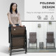 2PCs Outdoor Wicker Folding Chairs with Adjustable Backrest, Brown