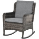 Outdoor Wicker Rocking Chair, PE Rattan Porch Rocker with Cushions, Grey