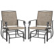 2 Pieces Outdoor Glider Chairs, 2 Person Glider Rocking Chair Set with Breathable Mesh Fabric, Steel Frame, Dark Brown