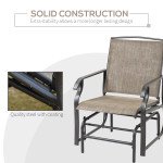 2 Pieces Outdoor Glider Chairs, 2 Person Glider Rocking Chair Set with Breathable Mesh Fabric, Steel Frame, Dark Brown