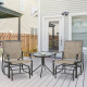 2 Pieces Outdoor Glider Chairs, 2 Person Glider Rocking Chair Set with Breathable Mesh Fabric, Steel Frame, Dark Brown