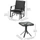 3 Piece Patio Glider Set Outdoor Gliders with Breathable Mesh Seat, Glass Top Table for Garden, Yard, Black