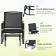3 Piece Patio Glider Set Outdoor Gliders with Breathable Mesh Seat, Glass Top Table for Garden, Yard, Black