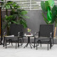 3 Piece Patio Glider Set Outdoor Gliders with Breathable Mesh Seat, Glass Top Table for Garden, Yard, Black
