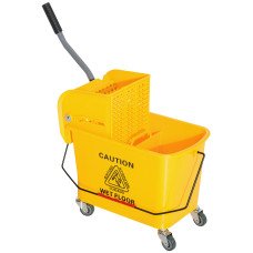 Compact Mop Bucket with Wringer, Mop Bucket on Wheels, 5 Gallon, Separate Dirty and Clean Water, Yellow