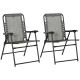 2 Pieces Outdoor Folding Patio Chair Set, Portable Camping Chairs with Armrests for Garden, Patio, Pool, Beach, Grey