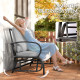 2-Person Outdoor Glider Chair, Patio Double Rocking Loveseat with Steel Frame and Cushions for Backyard, Garden and Porch, Grey