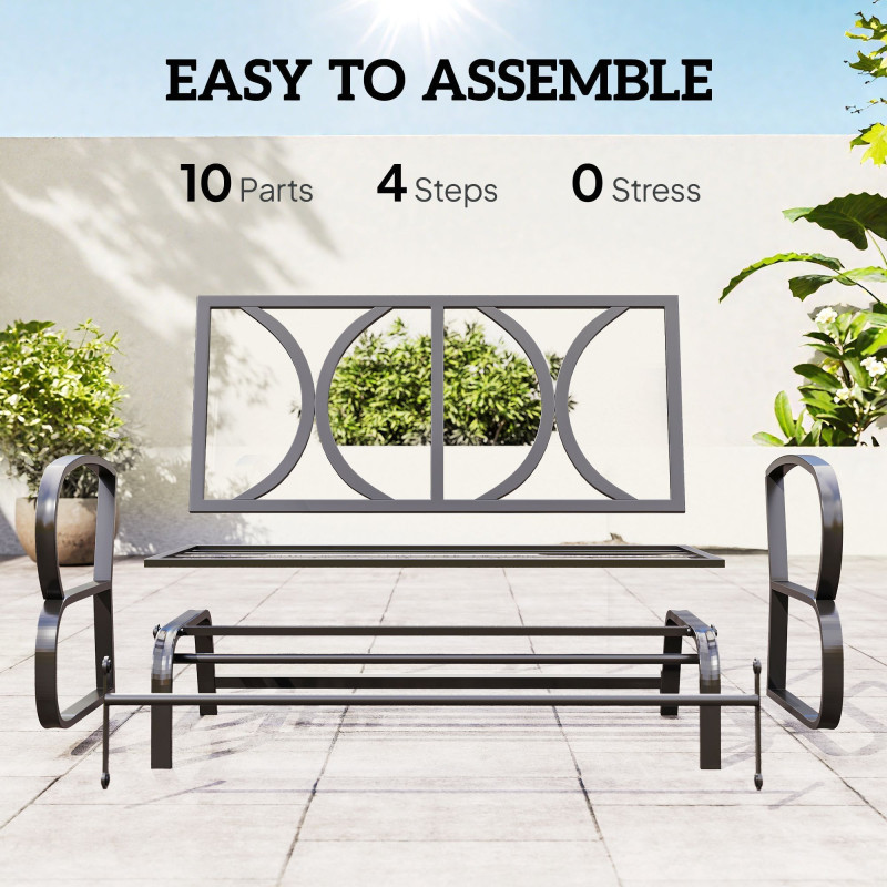 2-Person Outdoor Glider Chair, Patio Double Rocking Loveseat with Steel Frame and Cushions for Backyard, Garden and Porch, Grey