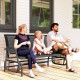 3-Seat Outdoor Glider Chair, Patio Rocking Chair, Steel Frame, Sling Fabric Seat for Garden, Backyard, Lawn, Grey