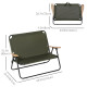 Double Folding Chair, Loveseat Camping Chair for 2 Person, Portable Outdoor Chair with Wood Armrest for Fishing Travel, Green