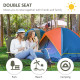 Double Folding Chair, Loveseat Camping Chair for 2 Person, Portable Outdoor Chair with Wood Armrest for Fishing Travel, Green