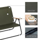 Double Folding Chair, Loveseat Camping Chair for 2 Person, Portable Outdoor Chair with Wood Armrest for Fishing Travel, Green