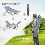 Folding Camping Cot with Mat & Pillow, Double Layer Oxford Heavy Duty Sleeping Cot with Carry Bag Dark Grey