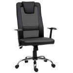 Ergonomic Office Chair with Thick Padded Headrest, Mesh Computer Desk Chair with Tilt Function, Armrest, Black