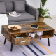 Retro Coffee Table with Storage Shelf and Drawer for Living Room, Vintage Wooden Sofa Side Table, Rustic Brown