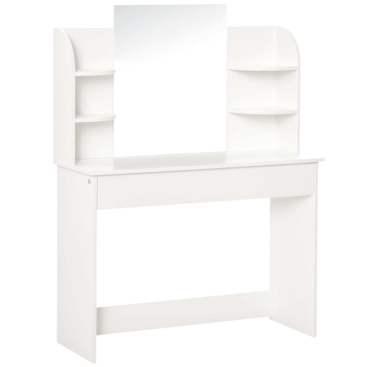 Vanity Table, Makeup Vanity with Open Shelves and Drawer, Dressing Table for Bedroom, White