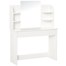 Vanity Table, Makeup Vanity with Open Shelves and Drawer, Dressing Table for Bedroom, White