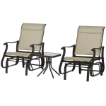 3PCs Gliding Rocking Chair & Bistro Tea Table Set, Mixed Grey