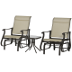 3PCs Gliding Rocking Chair & Bistro Tea Table Set, Mixed Grey
