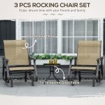 3PCs Gliding Rocking Chair & Bistro Tea Table Set, Mixed Grey
