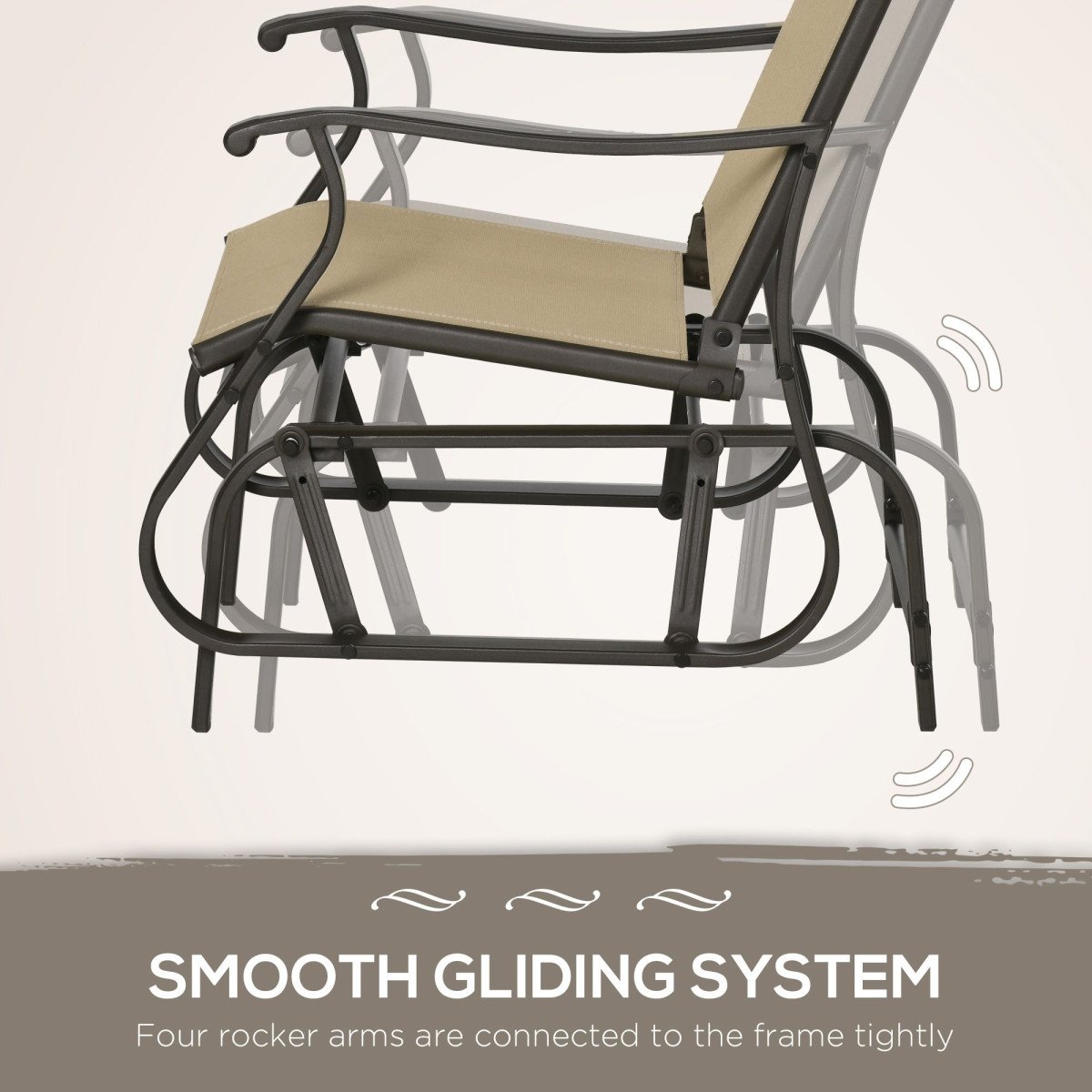 3PCs Gliding Rocking Chair & Bistro Tea Table Set, Mixed Grey