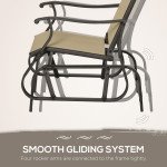 3PCs Gliding Rocking Chair & Bistro Tea Table Set, Mixed Grey