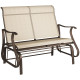 2-Person Outdoor Glider Chair, Patio Glider Rocking Chair with Mesh Seat and Backrest, Steel Frame for Outdoor, Backyard, Khaki